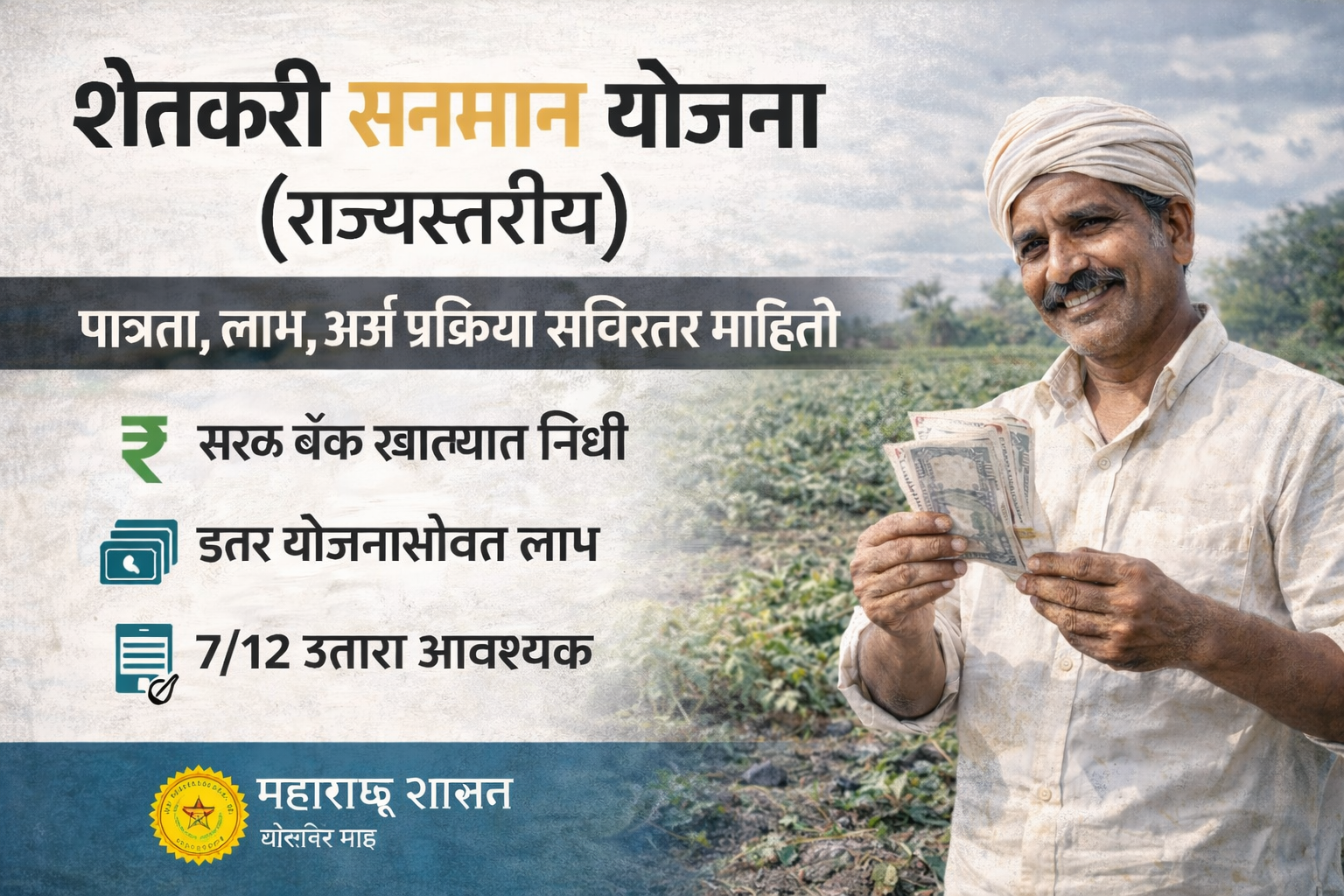 शेतकरी सन्मान योजना: पात्रता, लाभ, अर्ज प्रक्रिया पहा सविस्तर माहिती