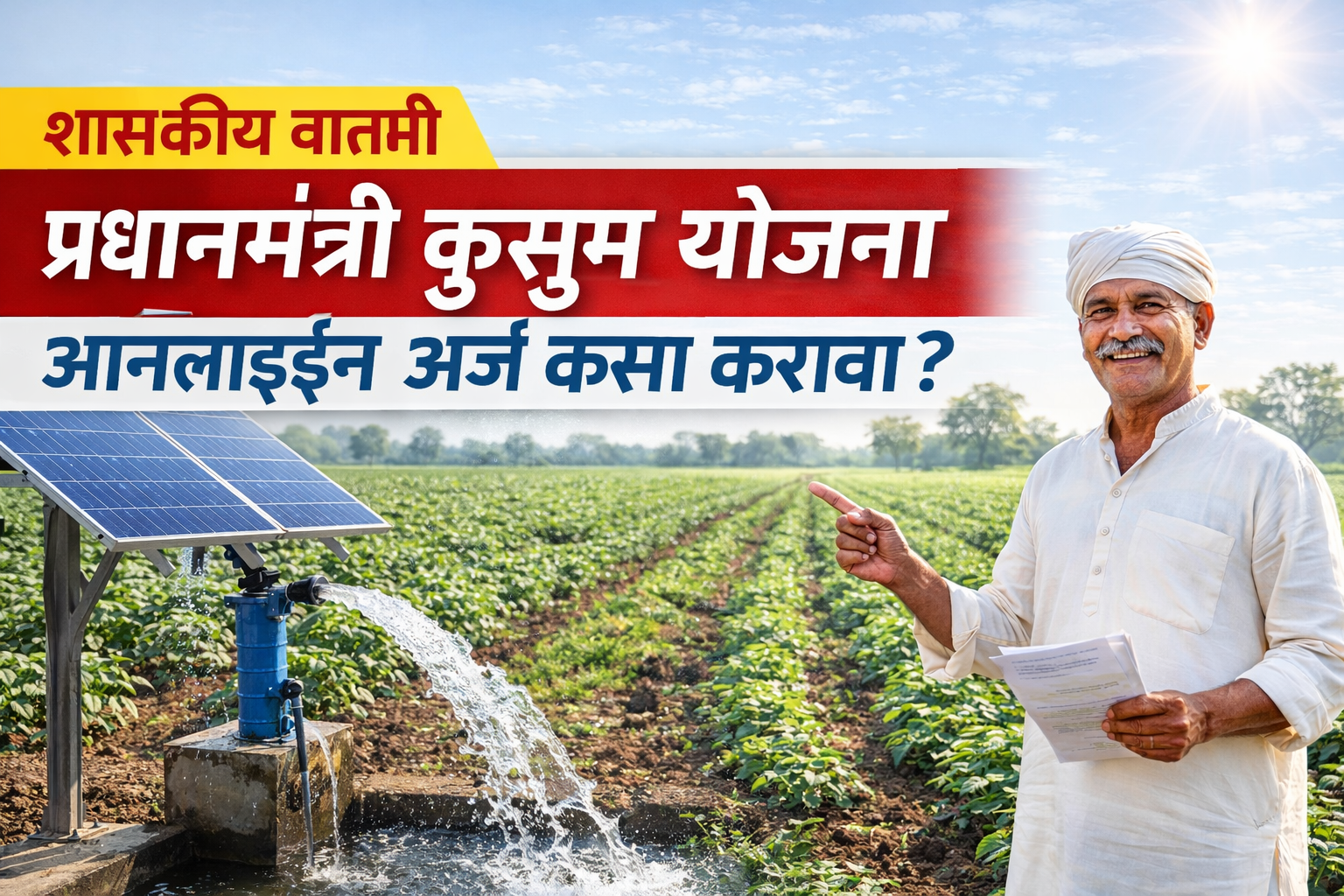 प्रधानमंत्री कुसुम योजना असा करा ऑनलाईन अर्ज PM KUSUM Yojana