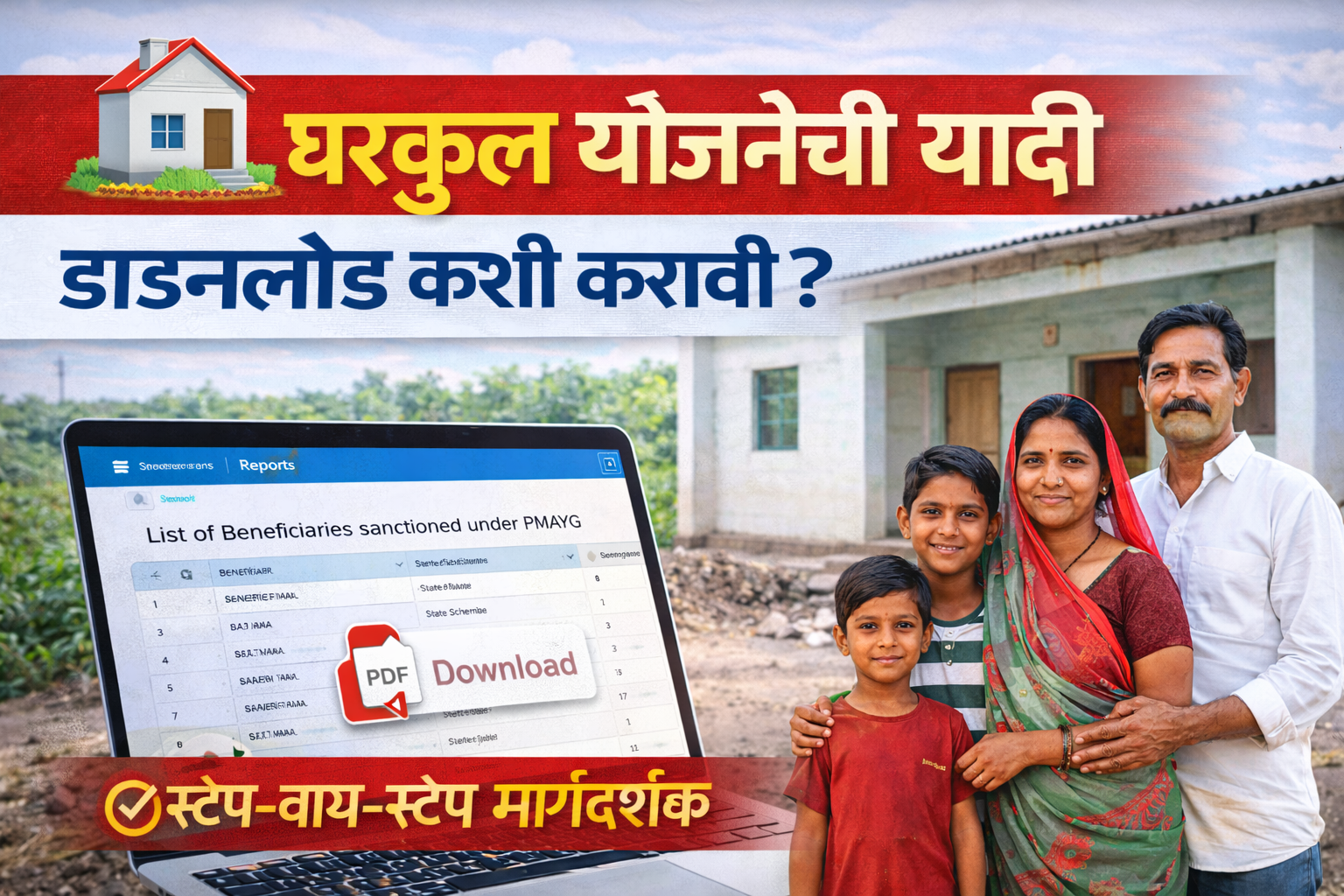 घरकुल योजनेची यादी अशी डाउनलोड करा तुमच्या मोबाईलवर पहा संपूर्ण माहिती